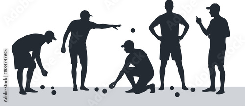 Silhouettes of men playing bocce ball game outdoors with outdoor recreation game day silhouette activity recreation competition athletic strategy athleticism friendly gameplay sporting
