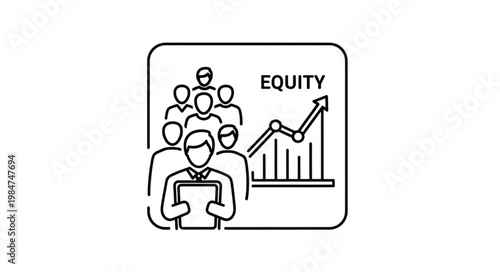 Group of people looking at equity growth chart.