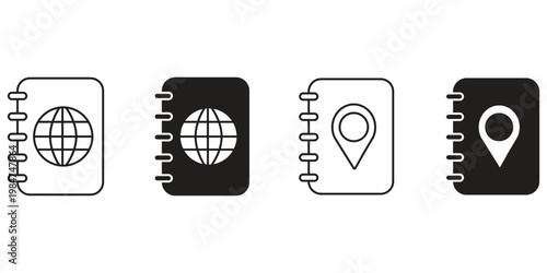 Set of address book icon. Containing contact, user, home location, mail, email, Email, website, telephone, mobile, fax for app and website.