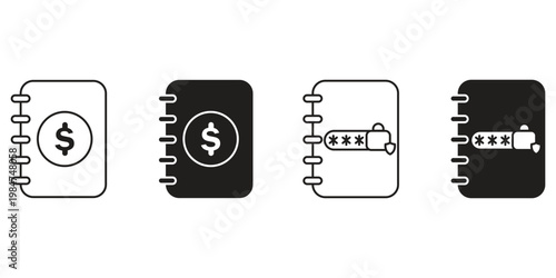 Set of address book icon. Containing contact, user, home location, mail, email, Email, website, telephone, mobile, fax for app and website.