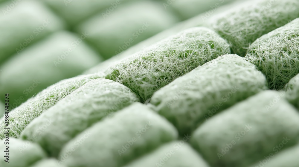 Fototapeta premium Green Fibrous Quilted Textile Grid Macro Close-Up
