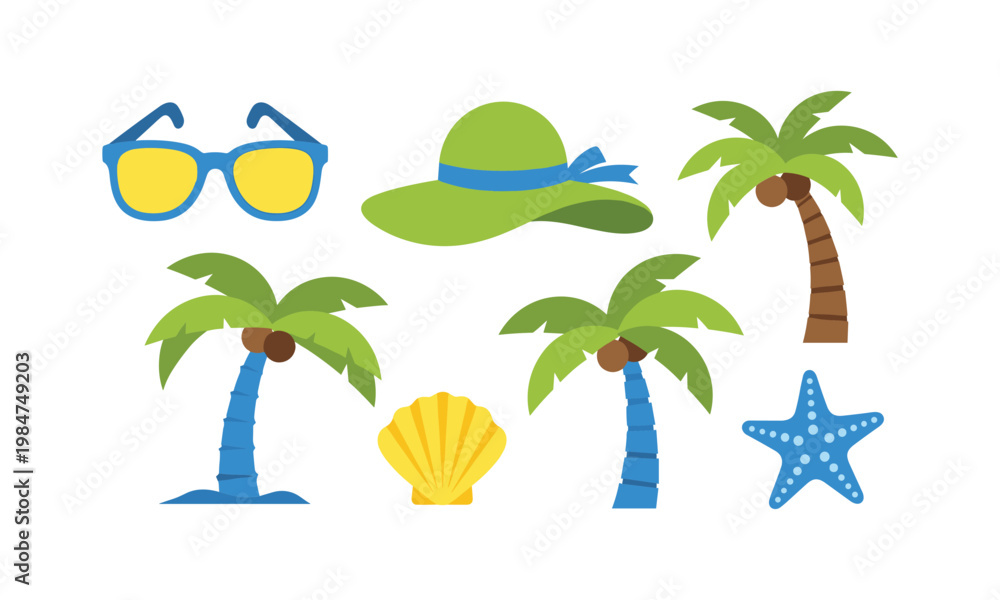 Obraz premium Vibrant icons representing a tropical beach vacation theme