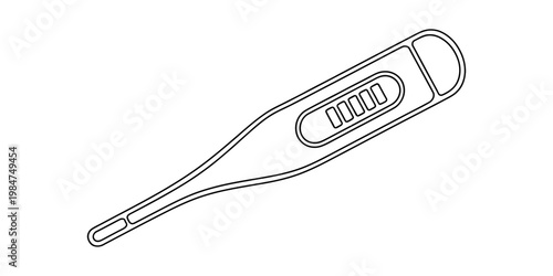 Simple line drawing of a digital medical thermometer for measuring body temperature