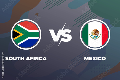 South africa vs Mexico Group A Football Match for the 2026 Football World Championship, Vector illustration