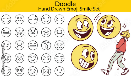 Emoji smile set. Colorful emoticon set isolated on white background. Vector illustration EPS 10