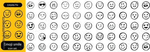 Emoji smile set. Colorful emoticon set isolated on white background. Vector illustration EPS 10