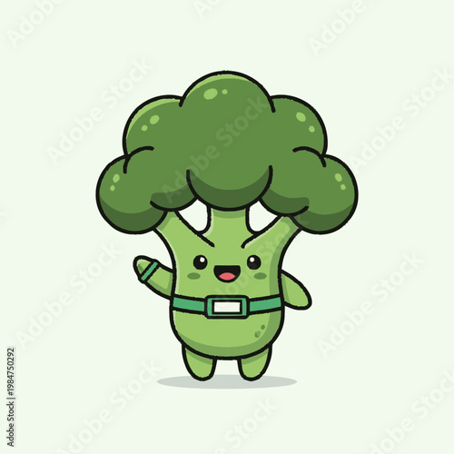 Cartoon Broccoli Character Wearing Seatbelt.