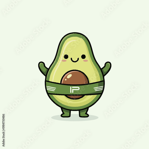Smiling Avocado Cartoon Character Fitness.
