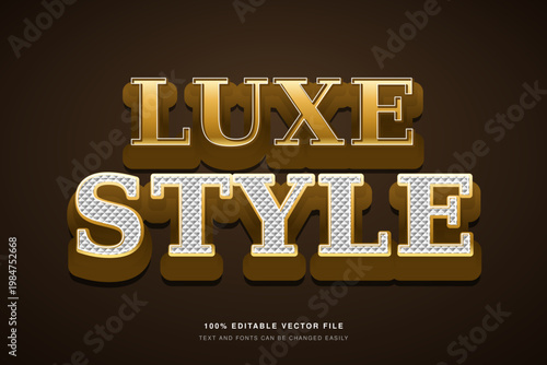 Luxe style text, gold and white vector typography, editable luxury graphics, premium vector file