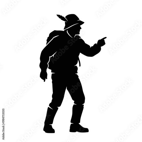 Man in traditional alpine hat and clothing, regional culture and heritage concept