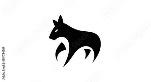 Stylized Black Fox Silhouette Logo Icon.