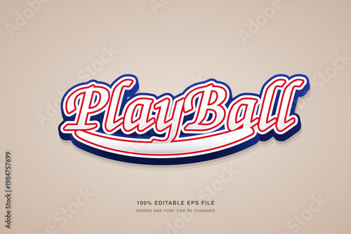 Play Ball, Sports Logo, Editable Vector, Baseball Typography