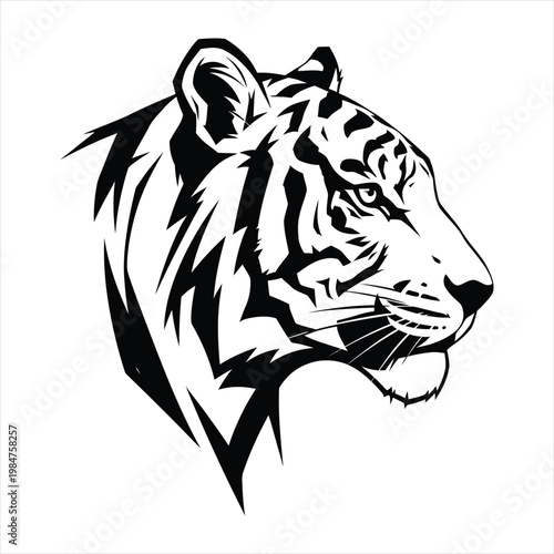 Stylized illustration of a tiger head in profile view