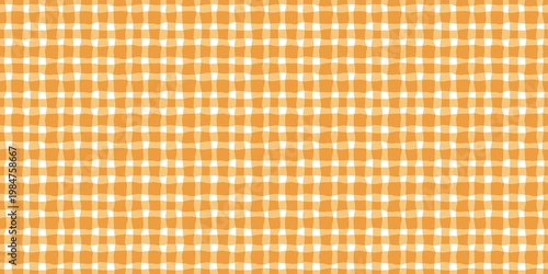 Bild auf Leinwand Hand-drawn orange and white gingham pattern background