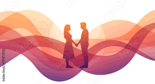 Silhouette of a loving couple holding hands, symbolizing connection and affection.