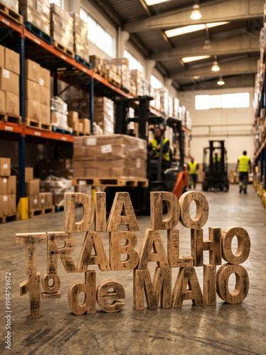 Wooden letters form Labor day message industry