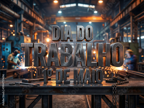 Dia do Trabalho Labor Day in Industrial Setting