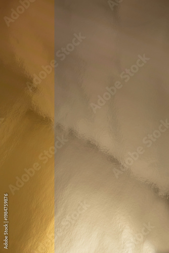 Vertical golden and neutral translucent glass composition with split tone luxury effect
