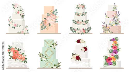 Collection of Decorative Wedding Cakes.