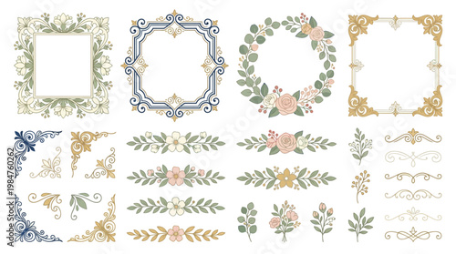 Collection of ornate floral frame designs.