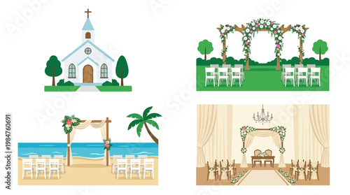 Wedding ceremony scenes and venues.