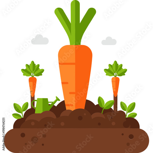 Freshly dug carrots growing in fertile soil outdoors naturally