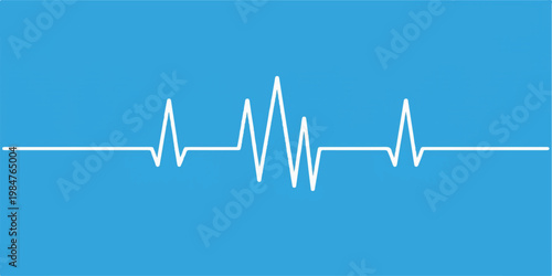 A vector illustration of a healthy heartbeat pulse wave forming a heart shape on a medical EKG monitor graph to represent healthcare technology and cardiac frequency monitoring