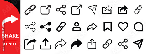 Share Link Button for Social Media Line and Silhouette Icon. Arrows Symbol Share Link for Web Site Outline Icon. Send Data Sign Linear Pictogram. Editable Stroke. 