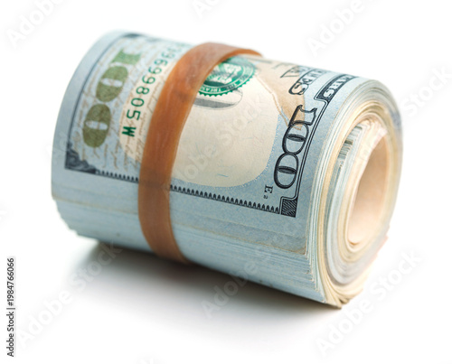 Rolled stack of dollars