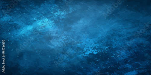 A dark storm cloudscape looms over the deep blue sea as lightning flashes against a motion texture of rain and ocean waves under a sunless sky