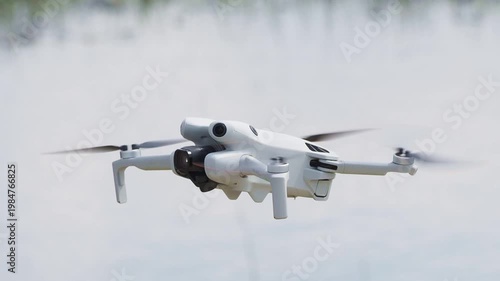 Drone landing in natural environment after wildlife aerial survey
