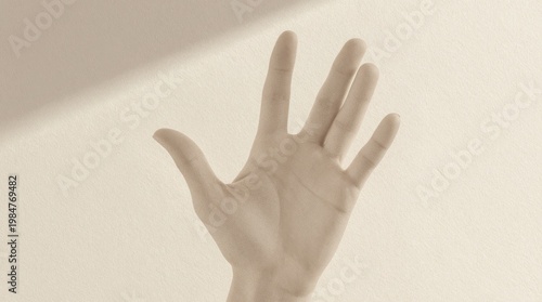 Hand Gesture Against Soft Neutral Background in Minimalist Style