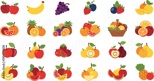Assorted fruit compositions and harvest bundles for agricultural market and culinary decoration