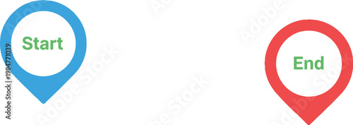 Minimal location pin vector start and end markers navigation concept