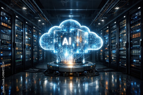 Cloud Computing Ai Data Center with Digital Network Server Racks