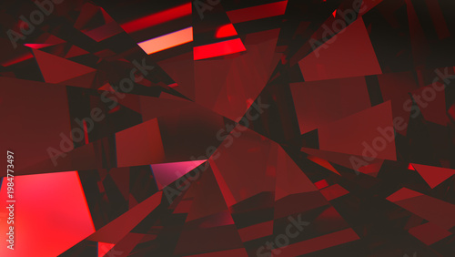 Ruby Crystal Facets – Abstract Red Gemstone Background, Striking ruby gemstone close-up with angular prismatic facets; vivid red abstract texture for luxury branding, posters, and web design.