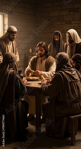 Jesus and disciples in Last Supper.