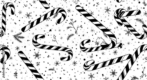 Striped candy cane seamless pattern designed for Christmas and New Year decoration, with classic red and white diagonal stripes background, seasonal winter theme, and festive gift wrapping paper use.