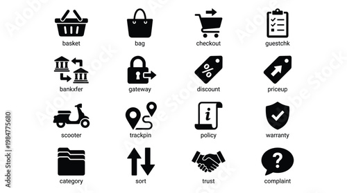 Collection of ecommerce icons for business and shopping concepts