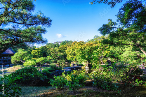 Kokoen, traditional Japanese garden in Himeji, Japan