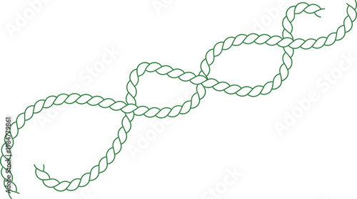 Green nautical rope circle frame, wavy rope border for text vector Illustration
