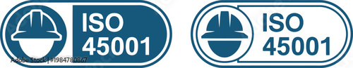 ISO 45001 certification badge icons for occupational health and safety management systems compliance