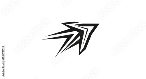 Stylized Black Brush Stroke Star Logo Emblem.