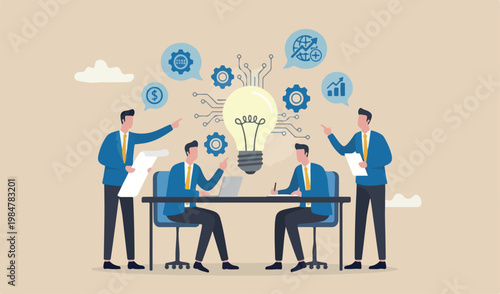 Creativity or innovation to solve business problem, imagination or knowledge to succeed, invention motivation team success concept fixing lightbulb idea