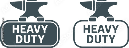 Heavy Duty Icon Set with Anvil Symbol for Industrial and Manufacturing Labels
