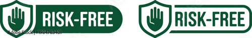 Green Risk-Free Badge Icon Set for Business Guarantee and Secure Purchase Promotions