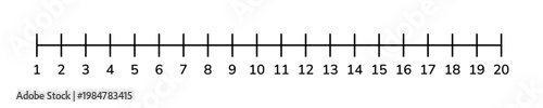 Number line from 1 to 20 for mathematics and counting education