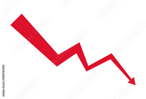 Red downward arrow graph showing financial loss and economic recession