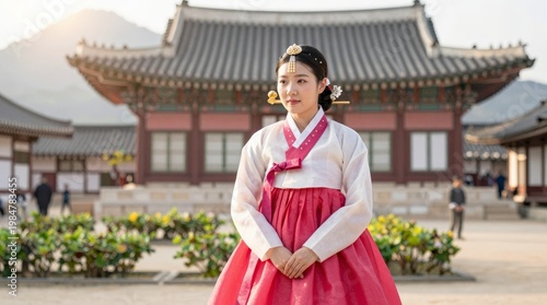 Traditional Cultural Attire with Historic Architecture in Background