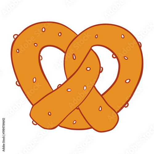 Colorful illustration of a salted pretzel isolated on a white background.